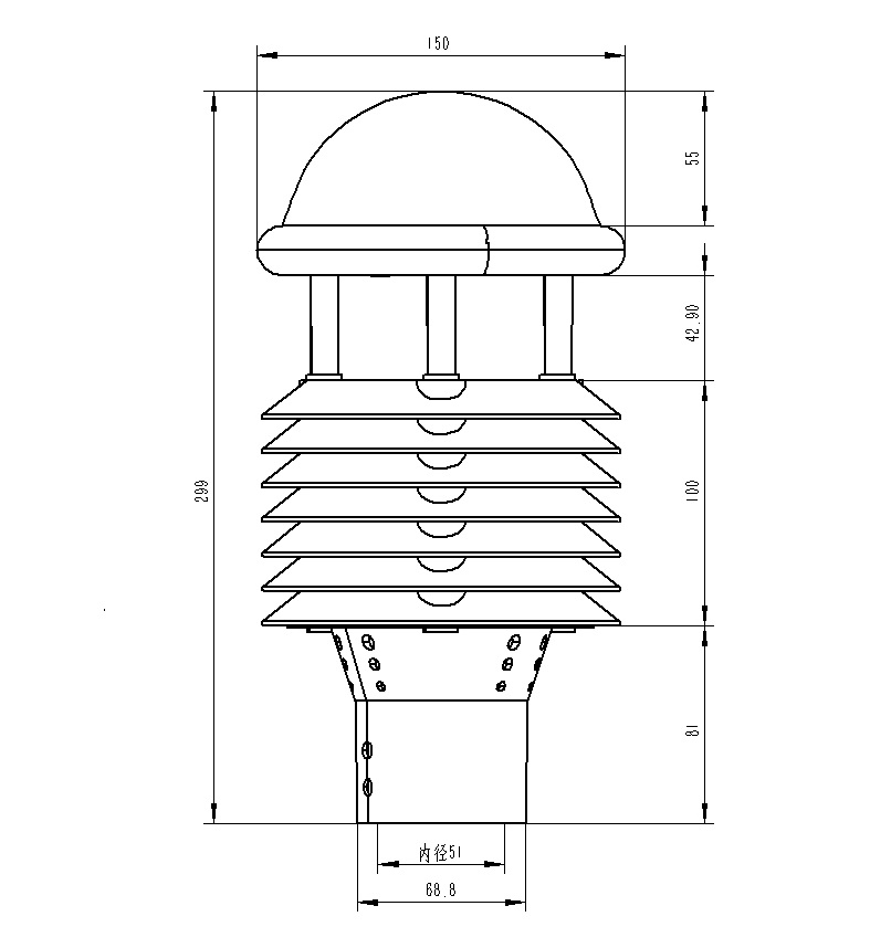 空氣質量氣象傳感器產品尺寸圖